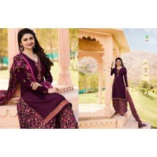 7449 PLUM KASEESH SILKINA FRENCH ROYAL CREPE PATIALA STYLE SUIT 
